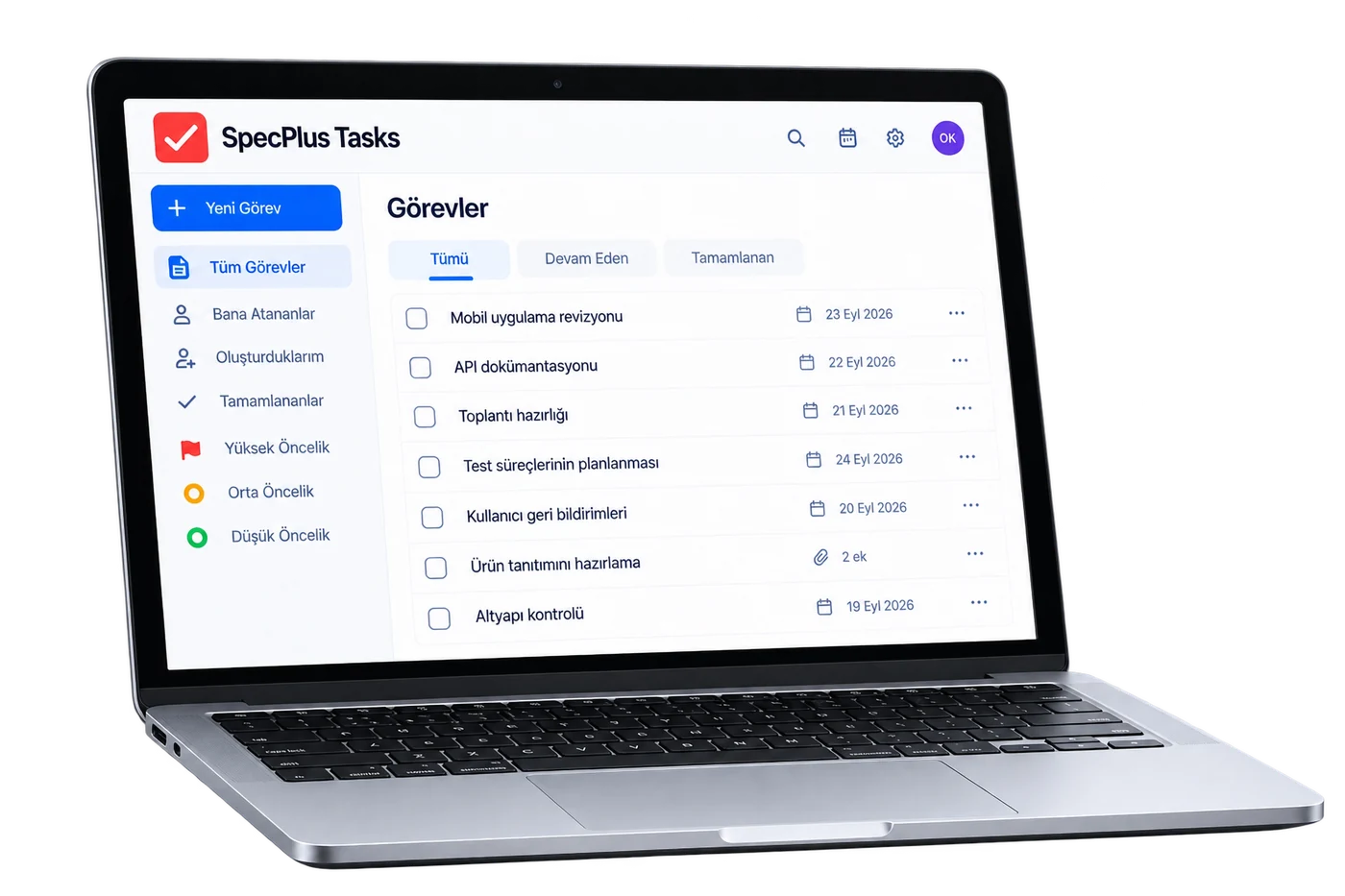 SpecPlus Tasks — Görev planlama ve takip
